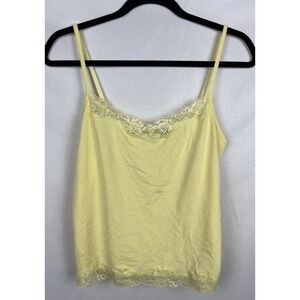 Caslon Yellow Lace Trim Camisole Top Women's M Y2K Early 2000s Coquette Lingerie